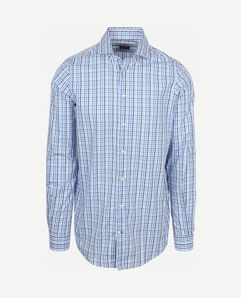 Extra lange mouwen overhemd ruit blauw