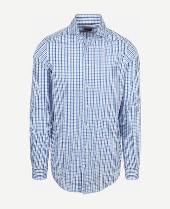 Extra lange mouwen overhemd ruit blauw