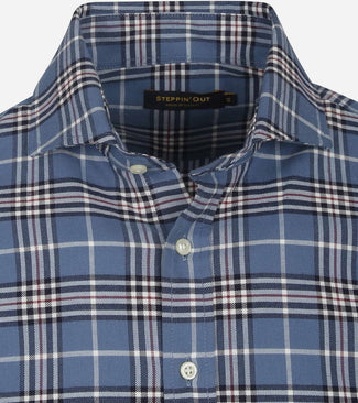 Steppin' Out flanel overhemd ruit blauw | Regular-fit Steppin' Out flanel overhemd ruit blauw | Regular-fit