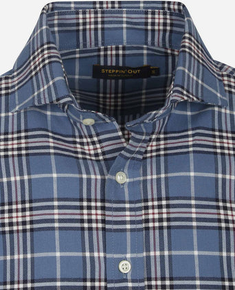 Steppin' Out flanel overhemd ruit blauw | Regular-fit