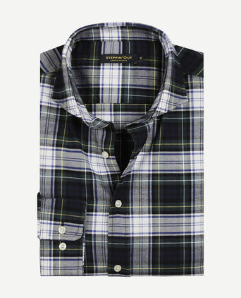 Steppin' Out flanel overhemd ruit blauw groen | Regular-fit