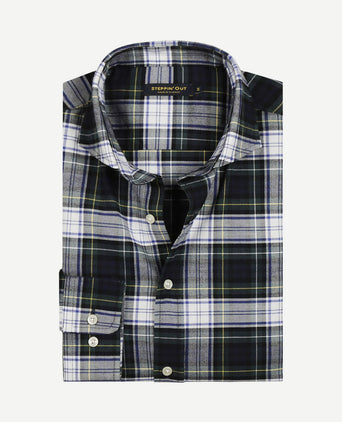 Flanel overhemd ruit blauw groen