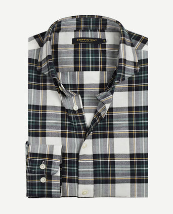 Steppin' Out flanel overhemd ruit zwart groen | Regular-fit