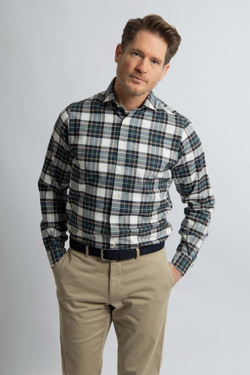 Steppin' Out flanel overhemd ruit zwart groen | Regular-fit