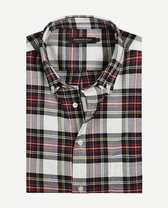 Steppin' Out flanel overhemd ruit zwart rood | Regular-fit