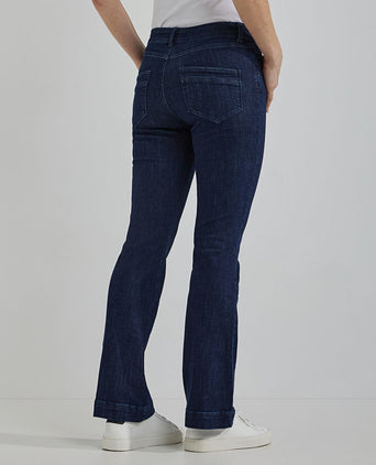 Flared jeans dames dark blue denim