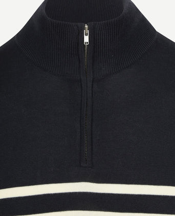 Half-zip trui breton stripe donkerblauw