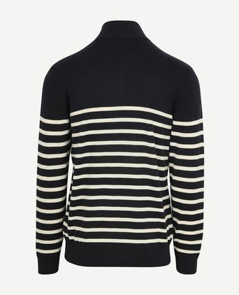 Half-zip trui breton stripe donkerblauw
