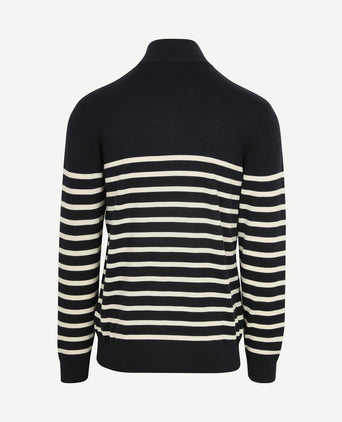 Half-zip trui breton stripe donkerblauw