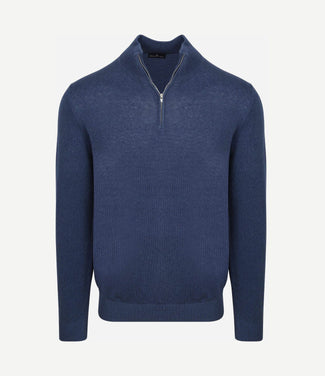 Half-zip trui colin indigo denim Half-zip trui colin indigo denim