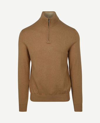 Half-zip trui cotton cashmere camel