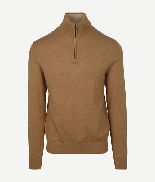Steppin' Out half-zip trui cotton cashmere camel | Regular-fit