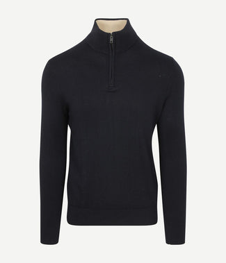 Steppin' Out half-zip trui cotton cashmere donkerblauw | Regular-fit Steppin' Out half-zip trui cotton cashmere donkerblauw | Regular-fit