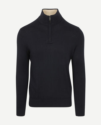Half-zip trui cotton cashmere donkerblauw