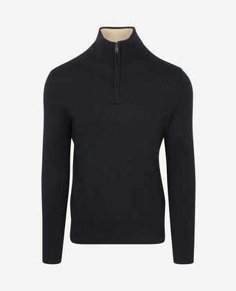 Half-zip trui cotton cashmere donkerblauw