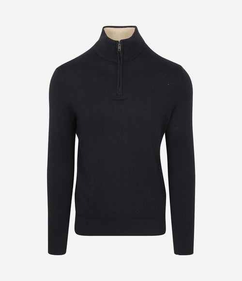 Half-zip trui cotton cashmere donkerblauw