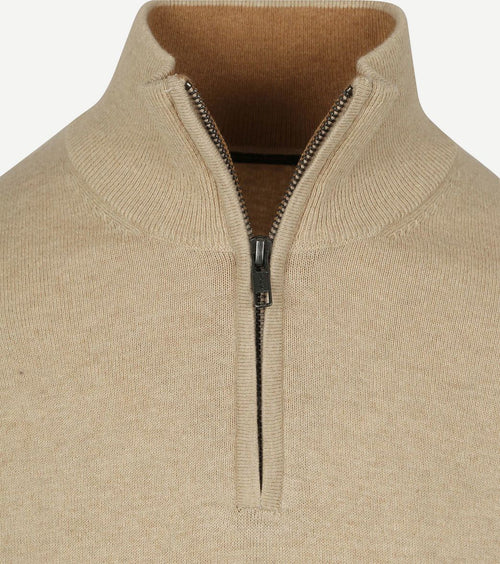 Steppin' Out half-zip trui cotton cashmere sand | Regular-fit