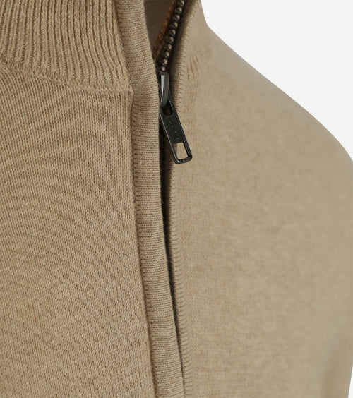 Steppin' Out half-zip trui cotton cashmere sand | Regular-fit