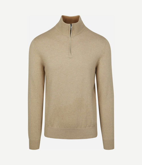 Half-zip trui cotton cashmere sand