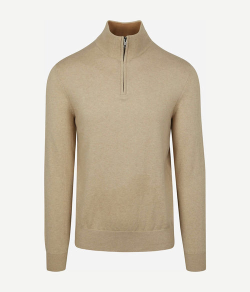 Steppin' Out half-zip trui cotton cashmere sand | Regular-fit
