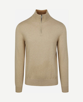 Half-zip trui cotton cashmere sand