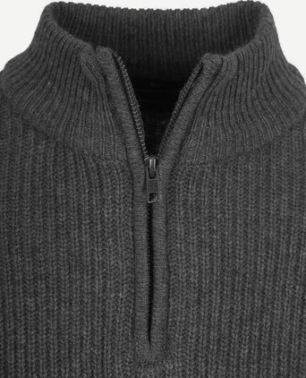 Steppin' Out halve rits trui lamswol antraciet | Regular-fit