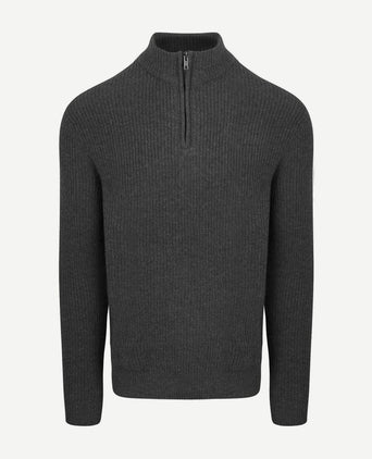 Steppin' Out halve rits trui lamswol antraciet | Regular-fit