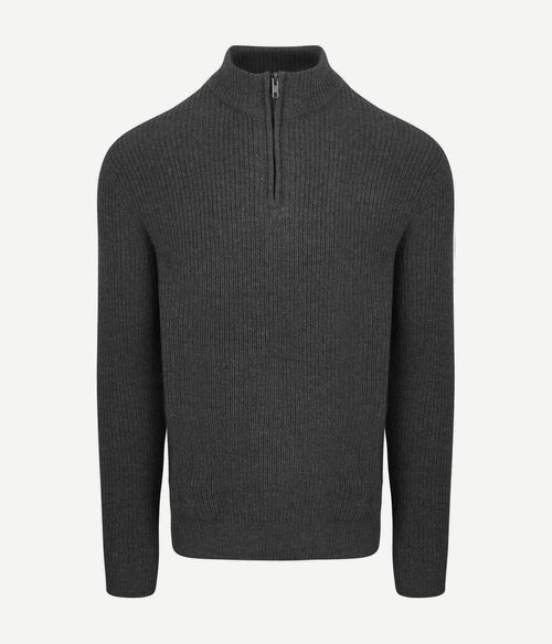 Steppin' Out halve rits trui lamswol antraciet | Regular-fit