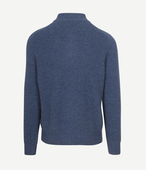 Steppin' Out halve rits trui lamswol mid blauw | Regular-fit