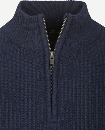 Steppin' Out halve rits trui lamswol donkerblauw | Regular-fit