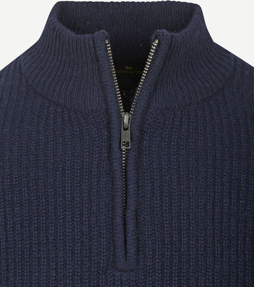 Steppin' Out halve rits trui lamswol donkerblauw | Regular-fit