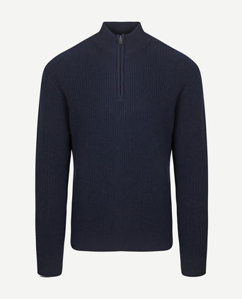 Steppin' Out halve rits trui lamswol donkerblauw | Regular-fit