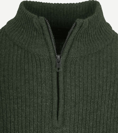 Steppin' Out halve rits trui lamswol olijfgroen | Regular-fit