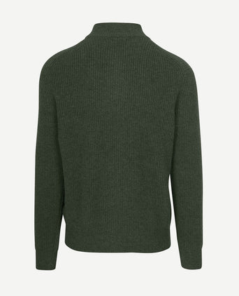 Steppin' Out halve rits trui lamswol olijfgroen | Regular-fit