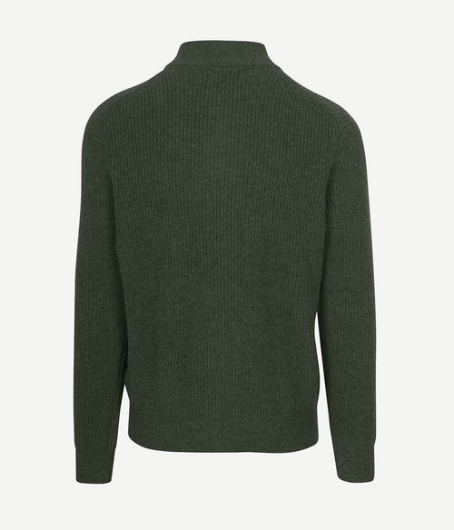 Steppin' Out halve rits trui lamswol olijfgroen | Regular-fit