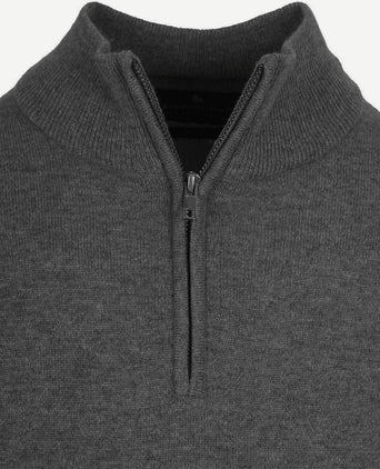 Steppin' Out halve rits trui merinowol antraciet | Regular-fit