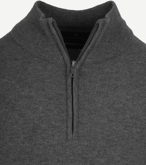 Steppin' Out halve rits trui merinowol antraciet | Regular-fit