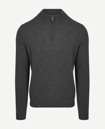 Steppin' Out halve rits trui merinowol antraciet | Regular-fit