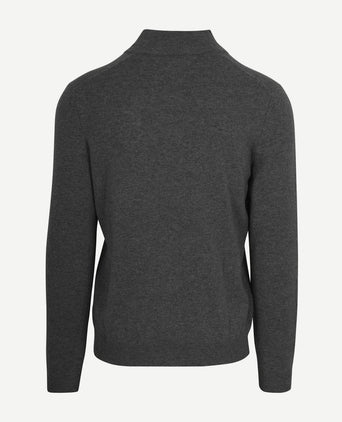 Steppin' Out halve rits trui merinowol antraciet | Regular-fit