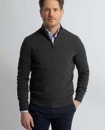 Steppin' Out halve rits trui merinowol antraciet | Regular-fit