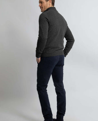 Steppin' Out halve rits trui merinowol antraciet | Regular-fit