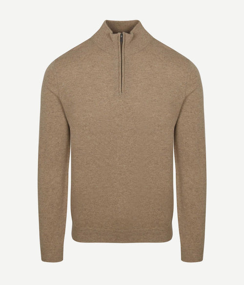 Steppin' Out halve rits trui merinowol beige | Regular-fit