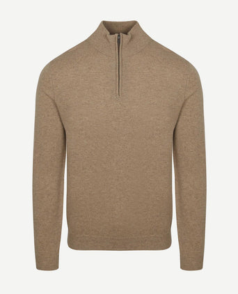 halve rits trui merinowol beige