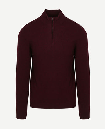 halve rits trui merinowol bordeaux