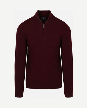 halve rits trui merinowol bordeaux