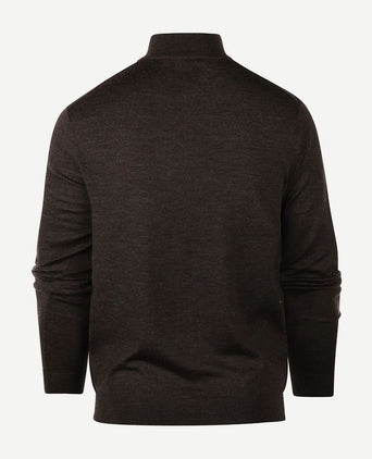 Steppin' Out halve rits trui merinowol bruin | Regular-fit