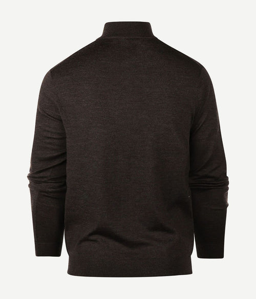 Steppin' Out halve rits trui merinowol bruin | Regular-fit