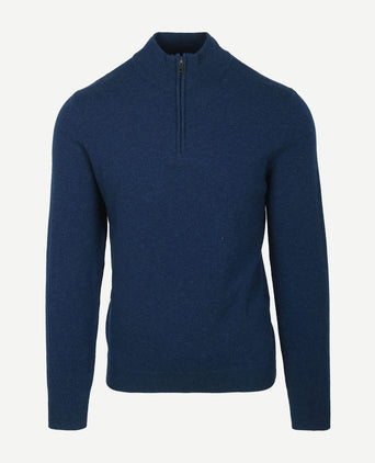 halve rits trui merinowol marine blauw