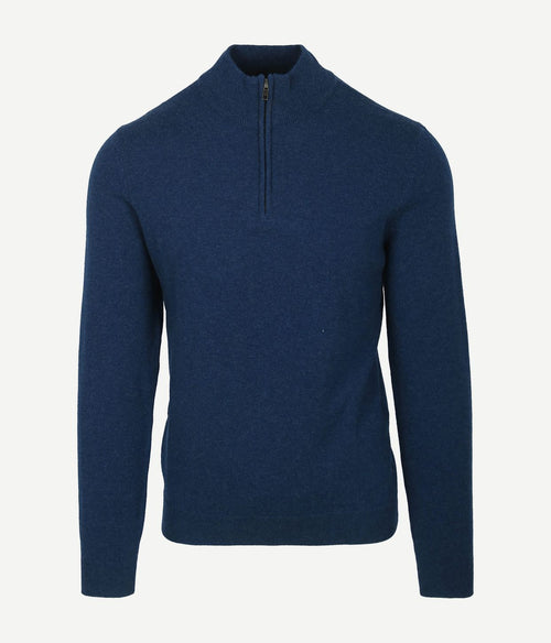 Steppin' Out halve rits trui merinowol marine blauw | Regular-fit