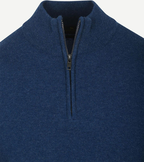 Steppin' Out halve rits trui merinowol marine blauw | Regular-fit